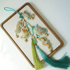Hanfu Step-Pendant & Mugwort Sachet - Embroidered ‘Five Venoms’ Talisman, Detachable Ancient Chinese Accessory for Dragon Boat Festival