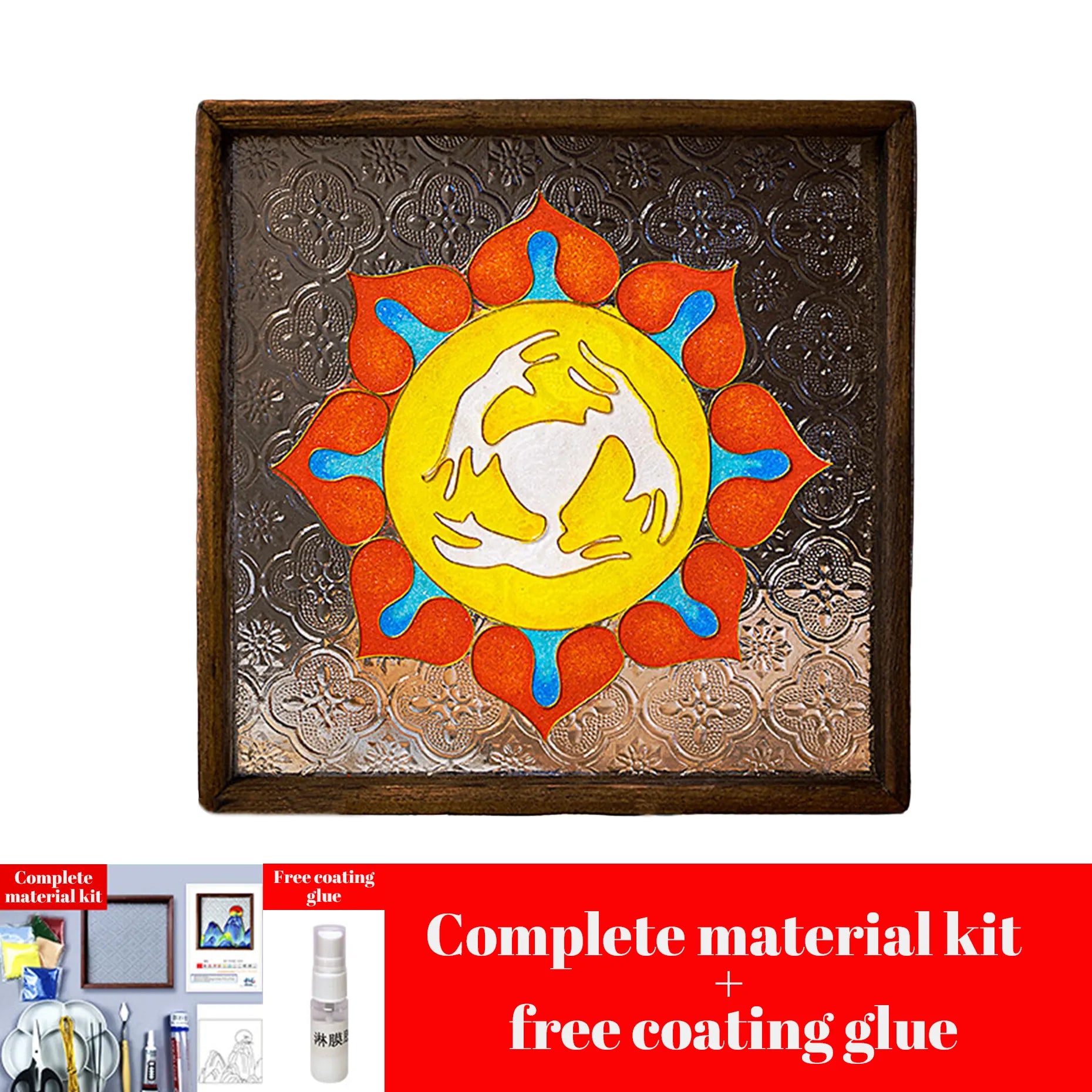Chinese Cloisonné DIY Craft Kit – Copper Wire & Enamel Sand Painting, Traditional Tea Tray or Wall Art, All Tools Included