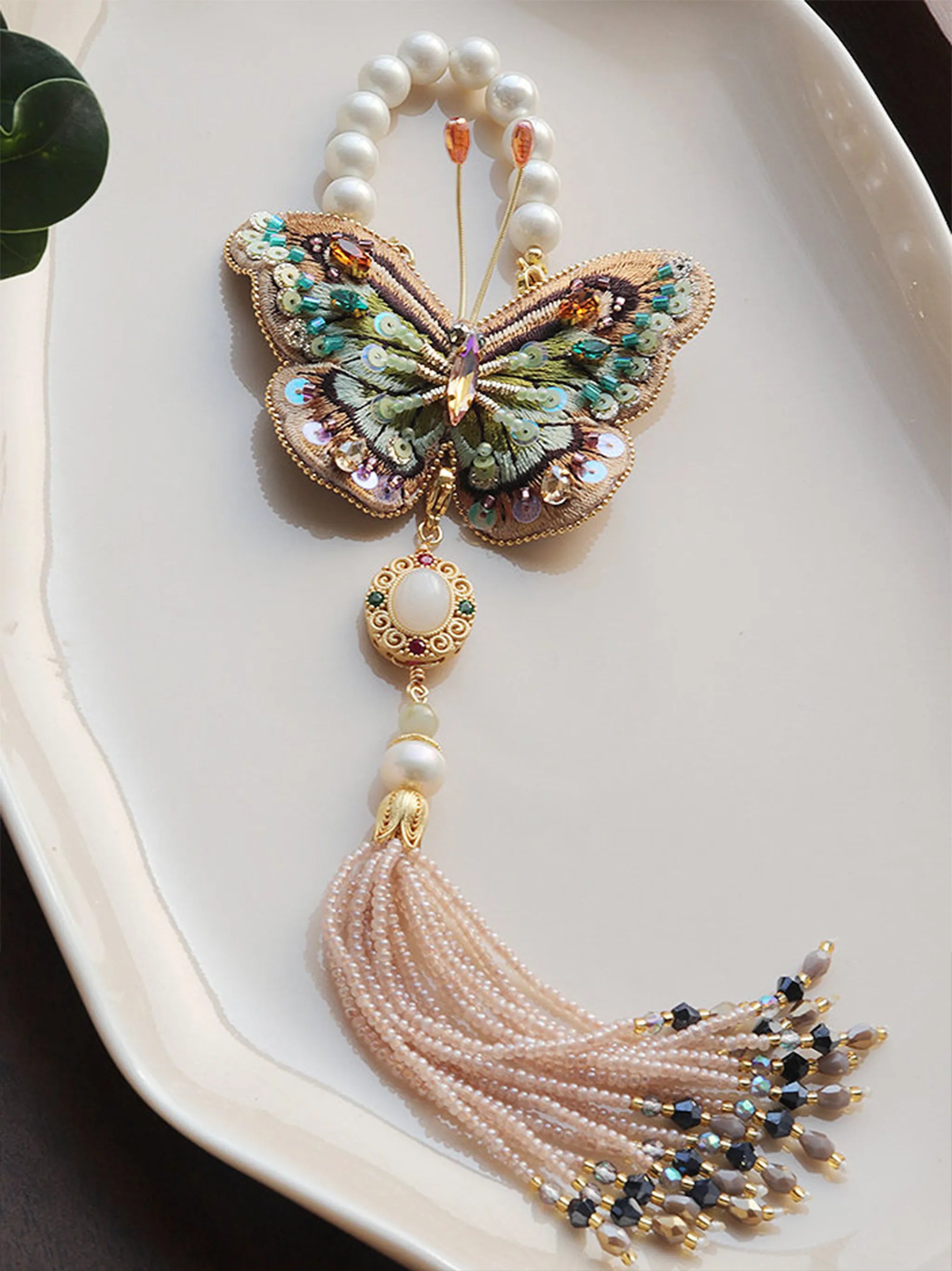 Embroidery Butterfly Tassel Pendant Detachable and Wearable