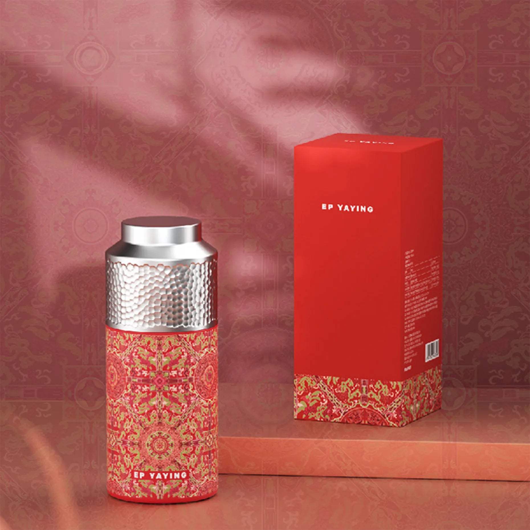 EP YAYING Chinese Pattern Insulated Tea Mug – 320ml Vacuum Flask with Infuser, “Dragon & Phoenix” Auspicious Design