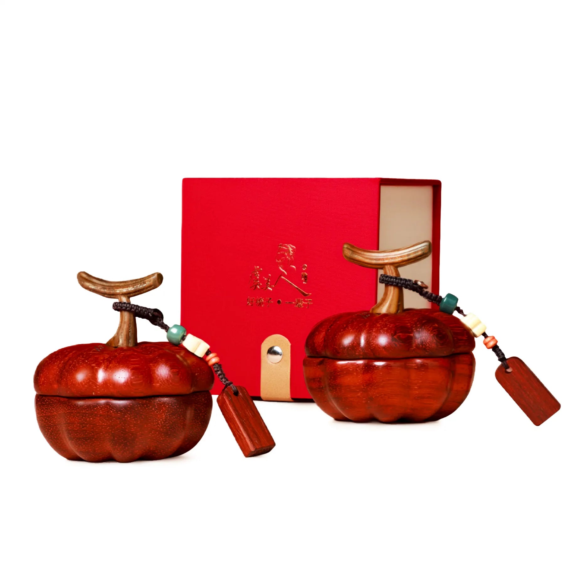 Pumpkin-shaped Massage Comb "Little Golden Gourd" Massage Comb – Buffalo Horn & Rosewood, Traditional Chinese Scalp Care Gift Set