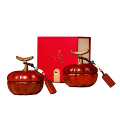 Pumpkin-shaped Massage Comb "Little Golden Gourd" Massage Comb – Buffalo Horn & Rosewood, Traditional Chinese Scalp Care Gift Set