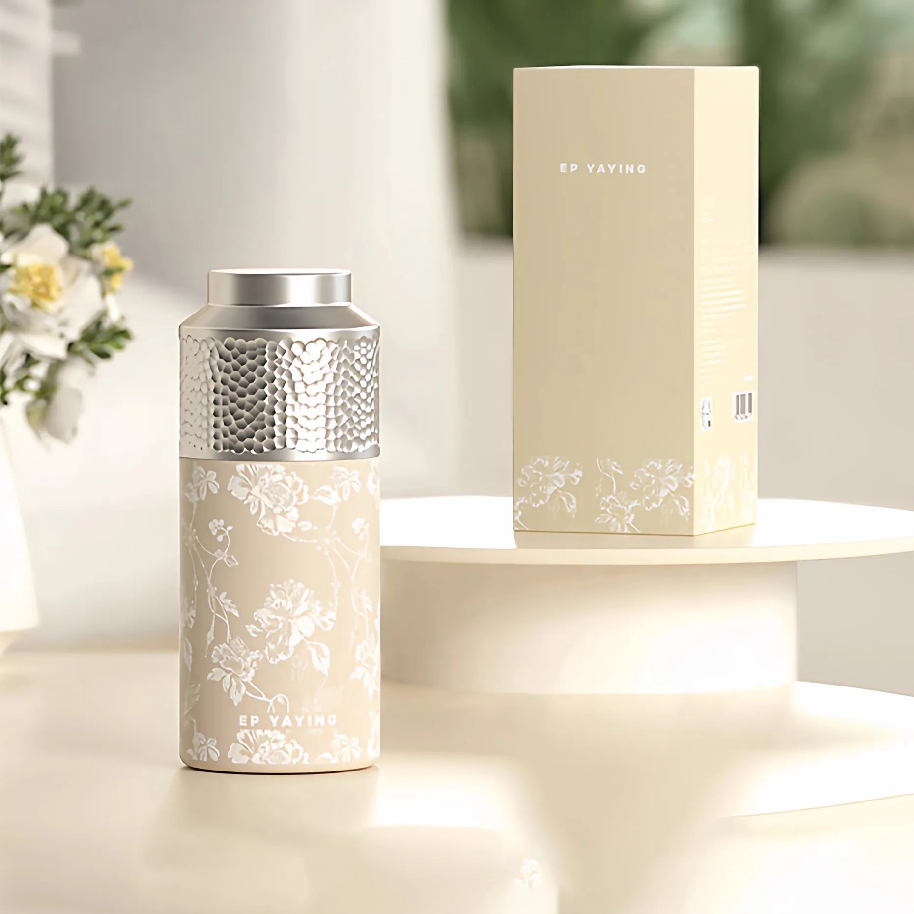 EP YAYING Chinese Pattern Insulated Tea Mug – 320ml Vacuum Flask with Infuser, “Dragon & Phoenix” Auspicious Design