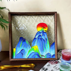 Chinese Cloisonné DIY Craft Kit – Copper Wire & Enamel Sand Painting, Traditional Tea Tray or Wall Art, All Tools Included