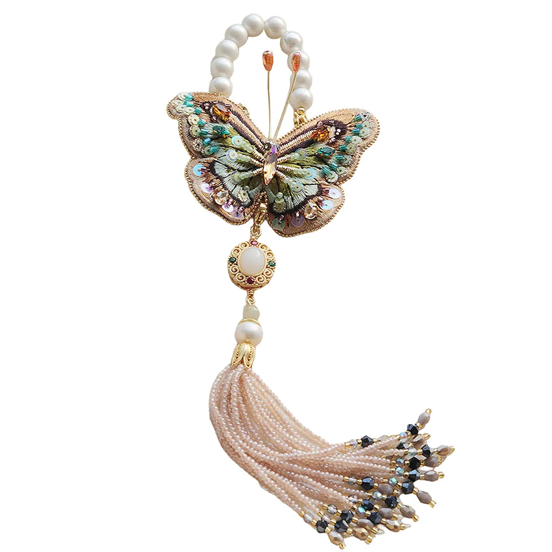 Embroidery Butterfly Tassel Pendant Detachable and Wearable