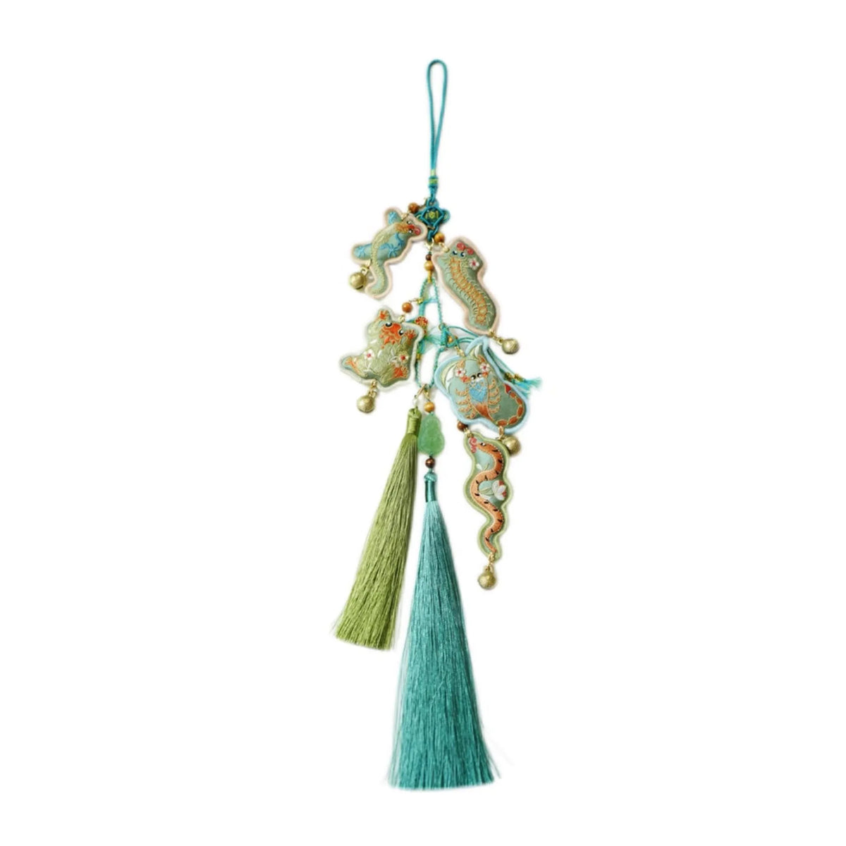 Hanfu Step-Pendant & Mugwort Sachet - Embroidered ‘Five Venoms’ Talisman, Detachable Ancient Chinese Accessory for Dragon Boat Festival