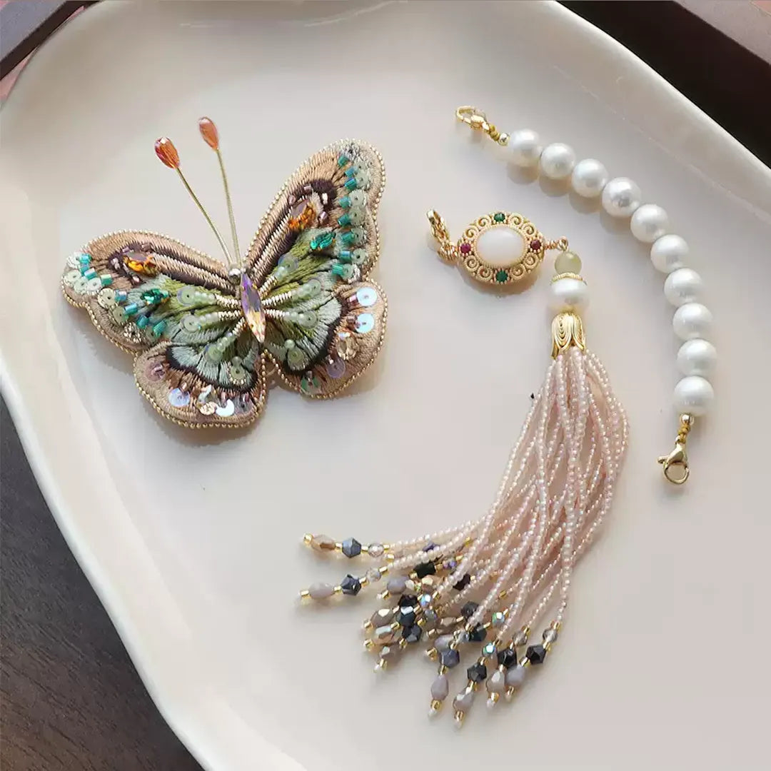 Embroidery Butterfly Tassel Pendant Detachable and Wearable