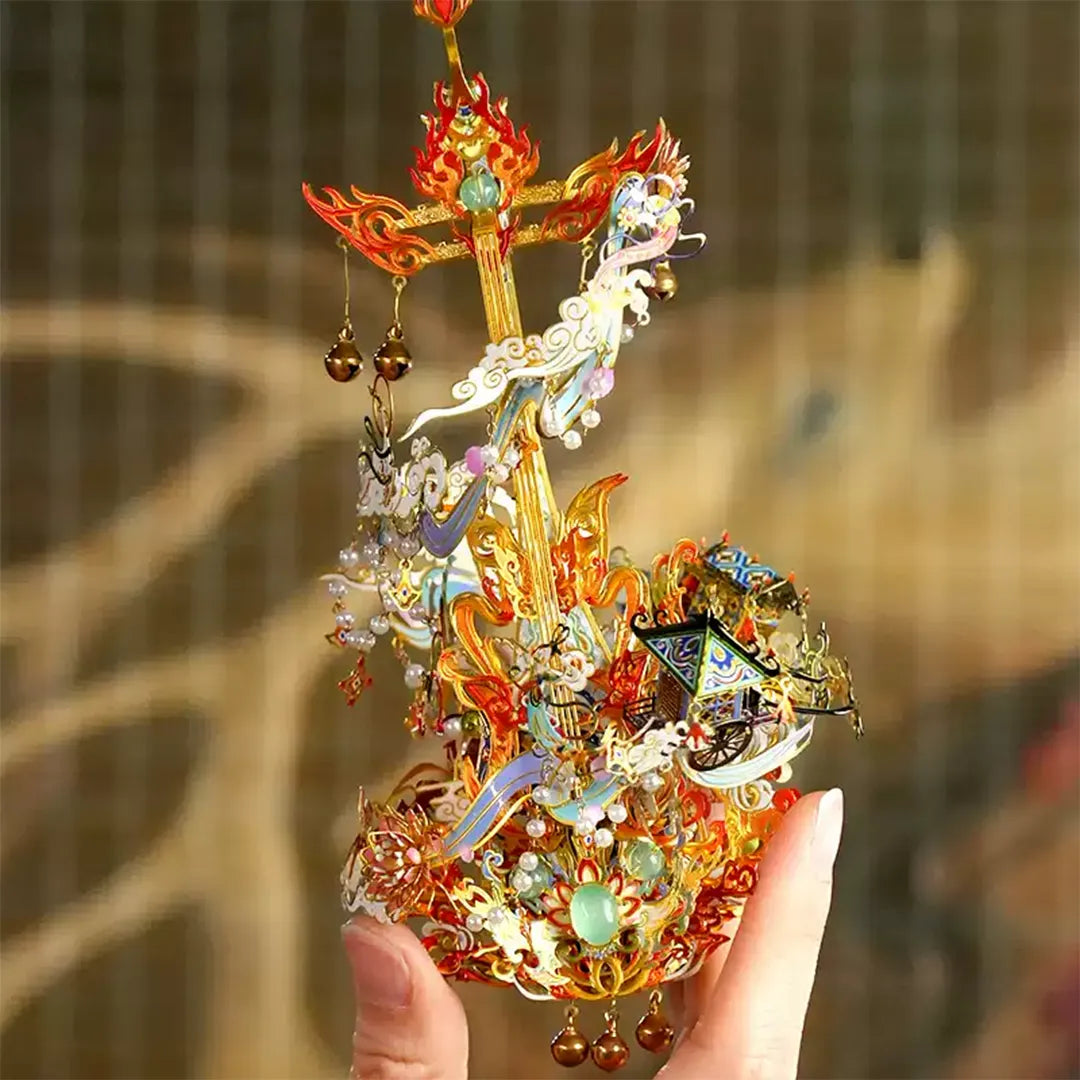 3D Feitian Pipa Metal Model - DIY Dunhuang Music Instrument Puzzle, Elegant Chinese Art Sculpture & Unique Gift