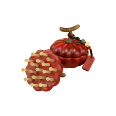 Pumpkin-shaped Massage Comb "Little Golden Gourd" Massage Comb – Buffalo Horn & Rosewood, Traditional Chinese Scalp Care Gift Set