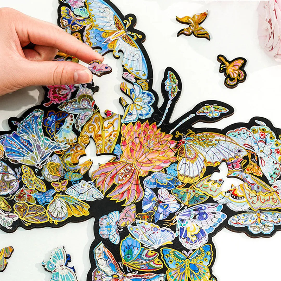 “Timeless Butterfly” Deluxe Wooden Puzzle — TOI 100-Pc Intricate Adult DIY with Hidden Surprises & Frame