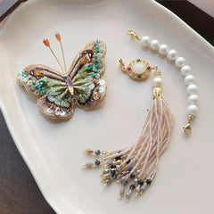 Embroidery Butterfly Tassel Pendant Detachable and Wearable