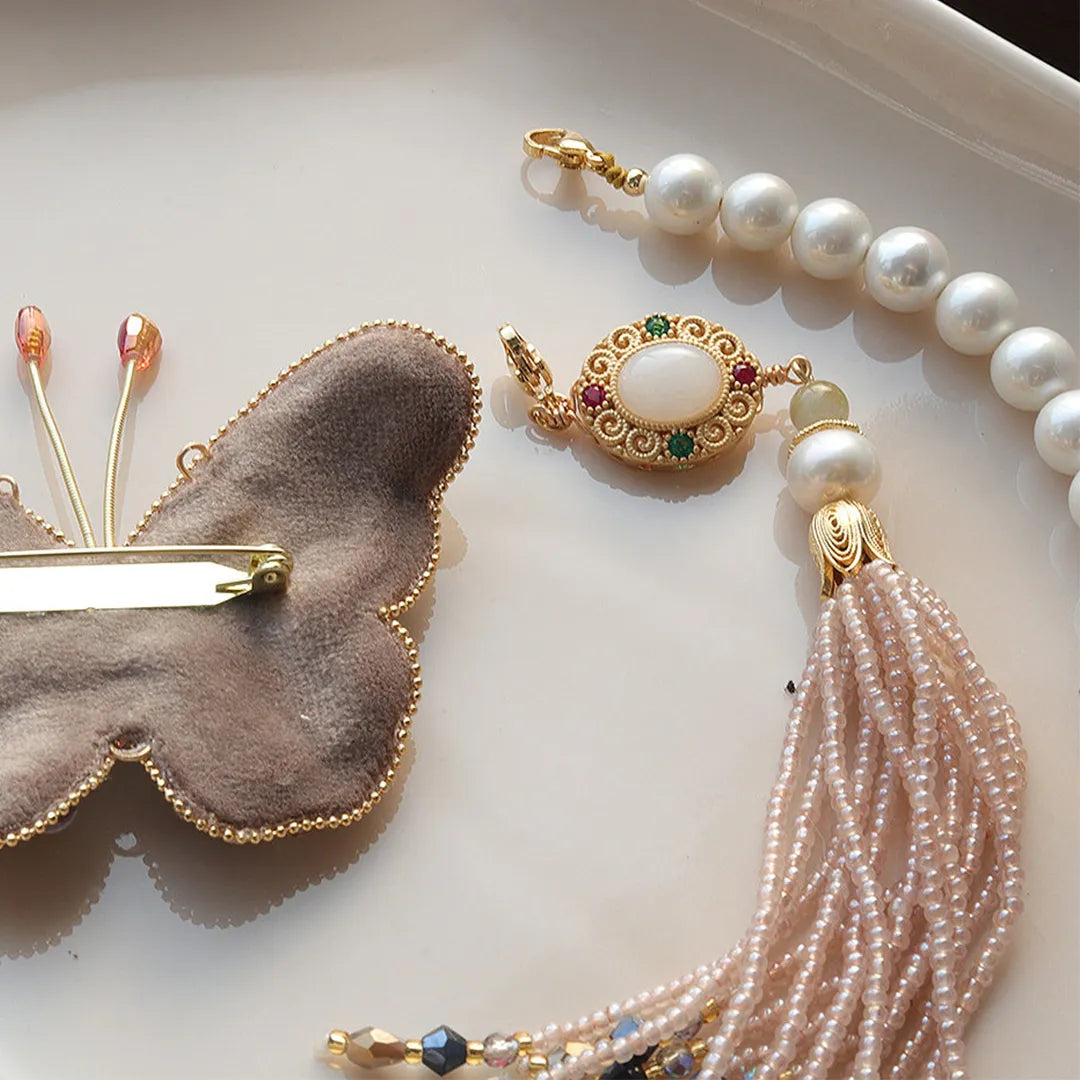 Embroidery Butterfly Tassel Pendant Detachable and Wearable