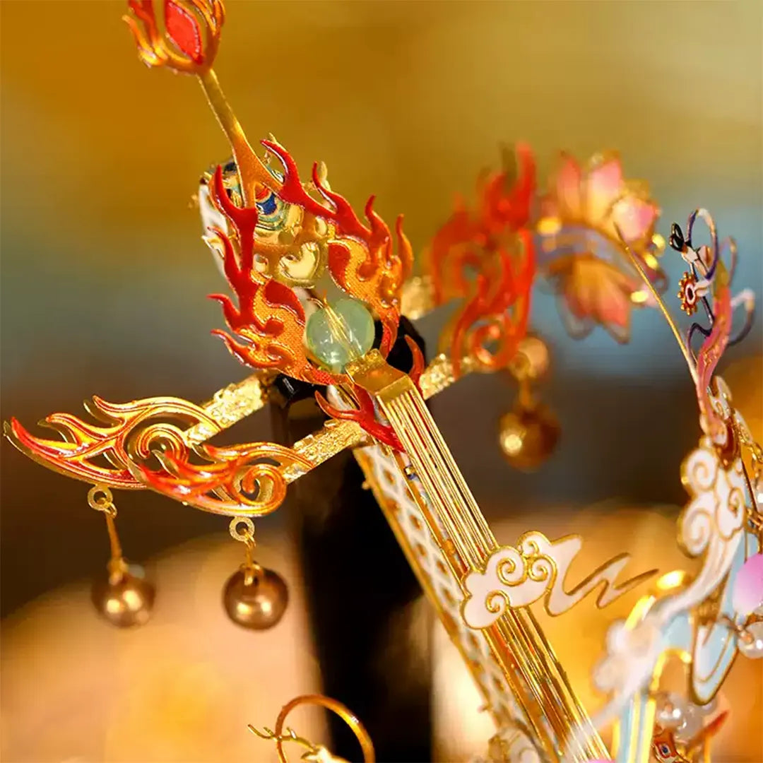 3D Feitian Pipa Metal Model - DIY Dunhuang Music Instrument Puzzle, Elegant Chinese Art Sculpture & Unique Gift