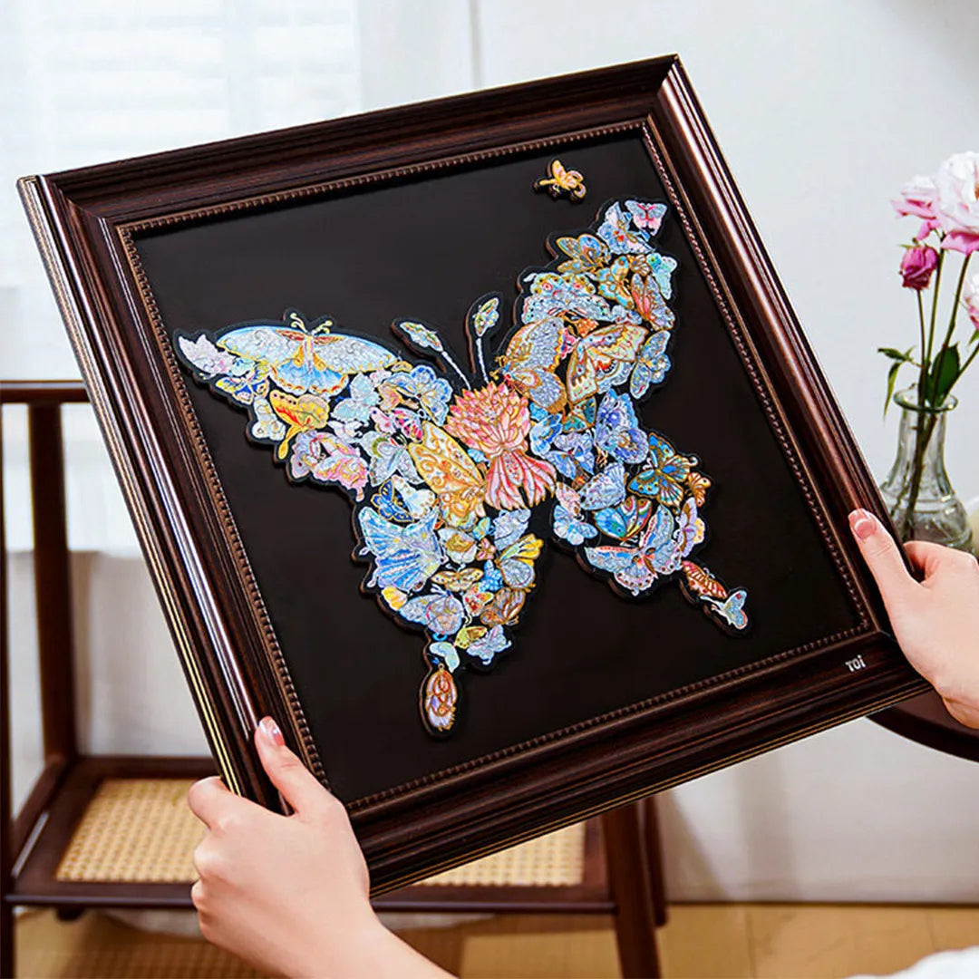 “Timeless Butterfly” Deluxe Wooden Puzzle — TOI 100-Pc Intricate Adult DIY with Hidden Surprises & Frame